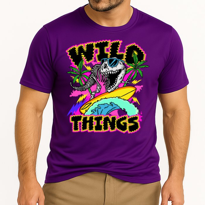 Wild Things T Rex Surfing Cooling Performance Crew T-Shirt