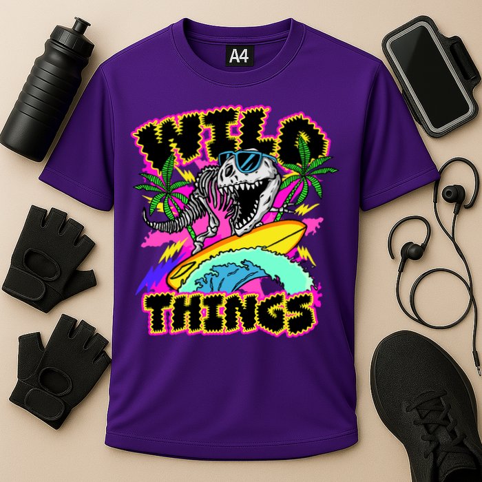 Wild Things T Rex Surfing Cooling Performance Crew T-Shirt