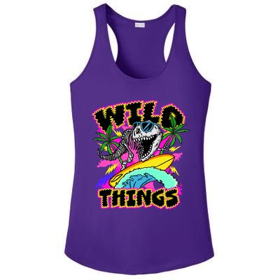 Wild Things T Rex Surfing Ladies PosiCharge Competitor Racerback Tank