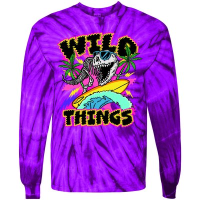 Wild Things T Rex Surfing Tie-Dye Long Sleeve Shirt