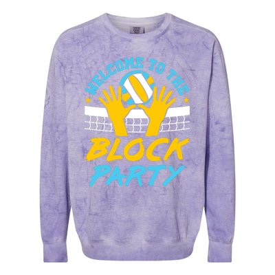 Welcome To The Block Party Volleyball Colorblast Crewneck Sweatshirt