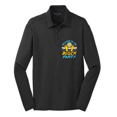 Welcome To The Block Party Volleyball Silk Touch Performance Long Sleeve Polo