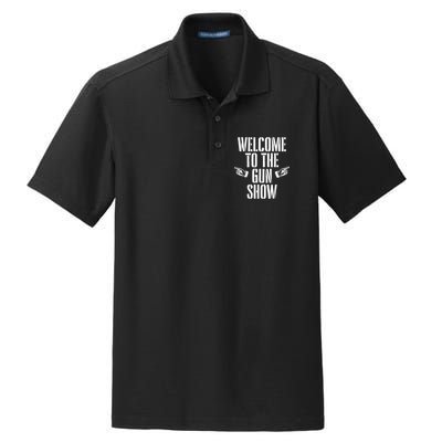 Welcome To The Gun Show Funny Bodybuilder Weightlifting Dry Zone Grid Polo