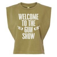 Welcome To The Gun Show Funny Bodybuilder Weightlifting Garment-Dyed Women's Muscle Tee