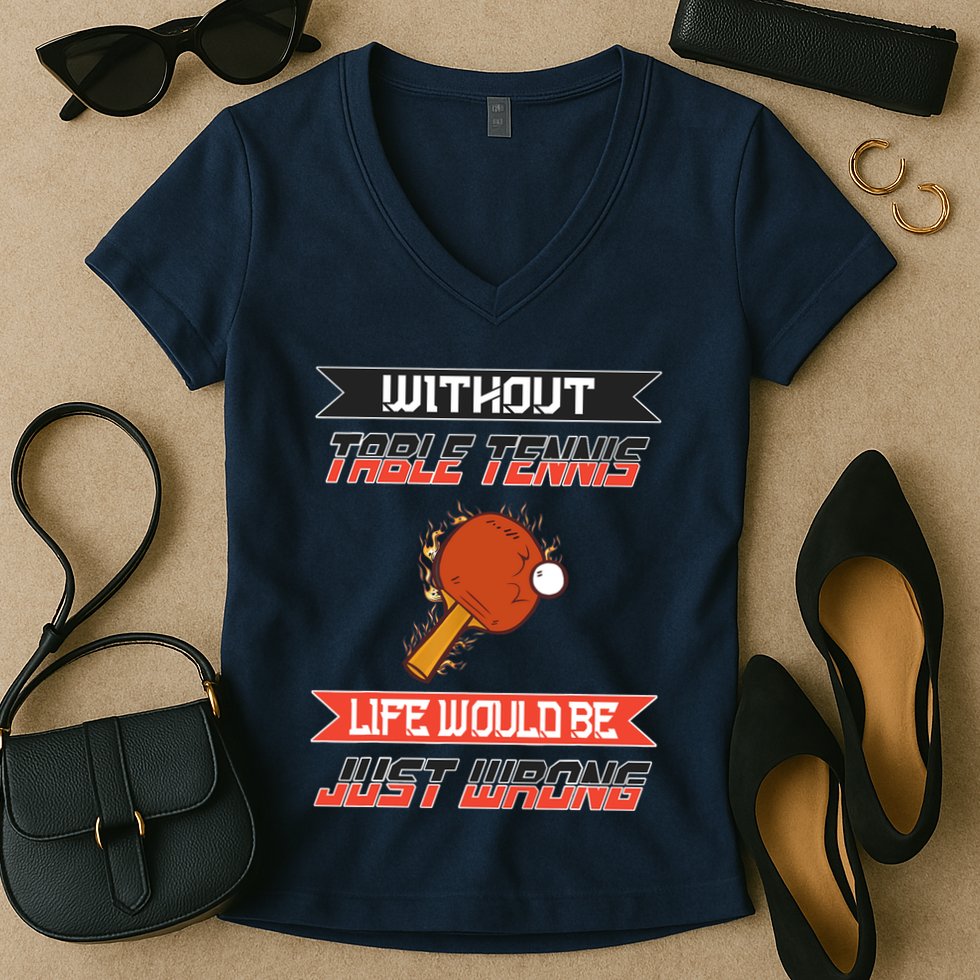 Without Table Tennis Life Would Be Just Wrong Ping Pong Women's V-Neck T-Shirt