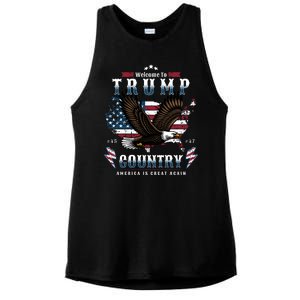 Welcome To Trump Country Usa Bald Eagle Ladies PosiCharge Tri-Blend Wicking Tank