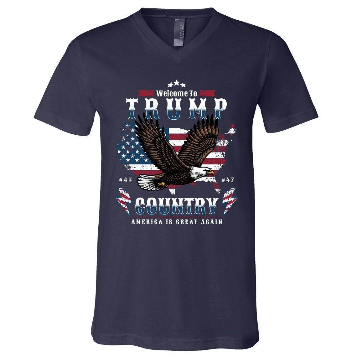 Welcome To Trump Country Usa Bald Eagle V-Neck T-Shirt