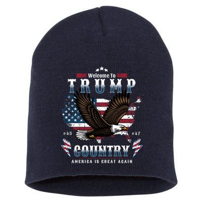 Welcome To Trump Country Usa Bald Eagle Short Acrylic Beanie