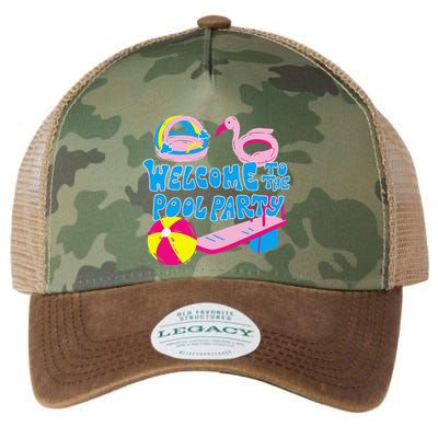 Welcome To The Pool Party Birthday Summer Family Swimming Legacy Tie Dye Trucker Hat