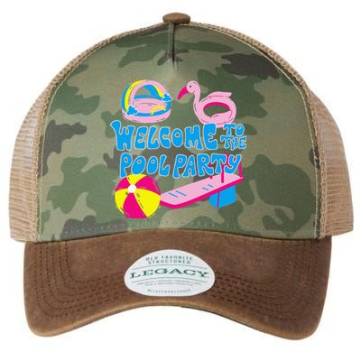 Welcome To The Pool Party Birthday Summer Family Swimming Legacy Tie Dye Trucker Hat