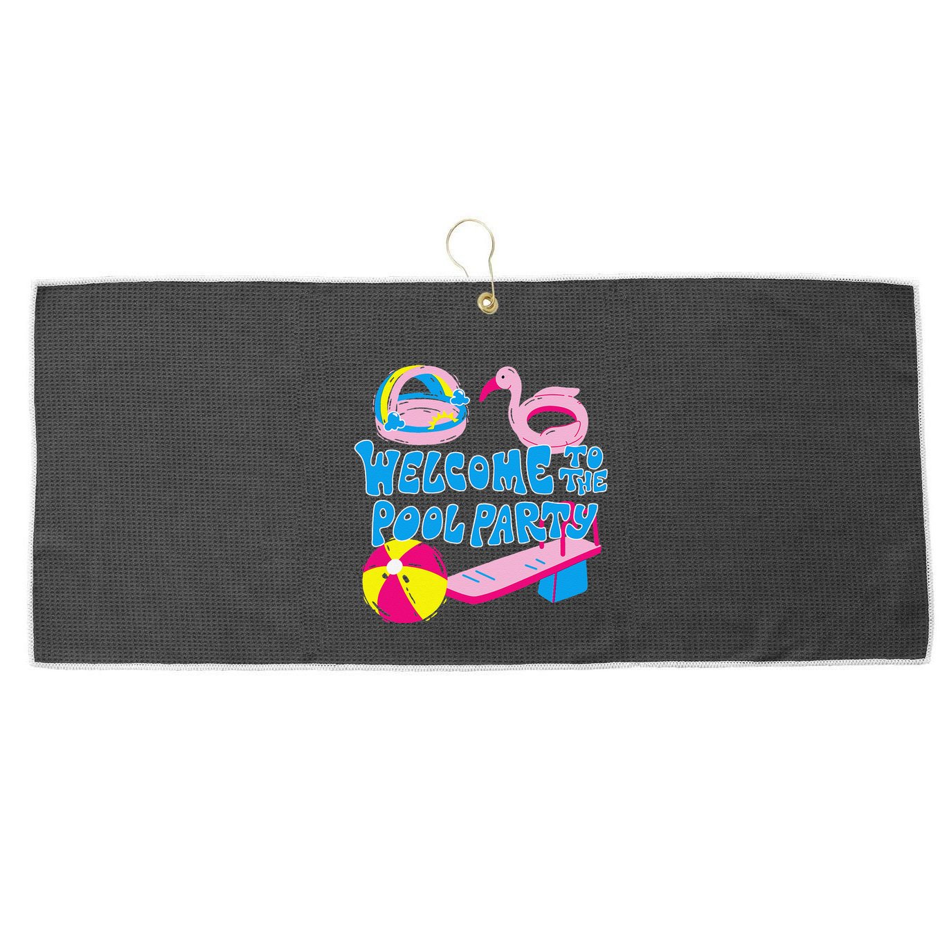 Welcome To The Pool Party Birthday Summer Family Swimming Large Microfiber Waffle Golf Towel