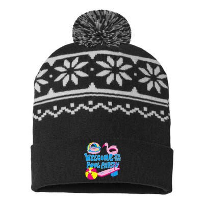 Welcome To The Pool Party Birthday Summer Family Swimming USA-Made Snowflake Beanie