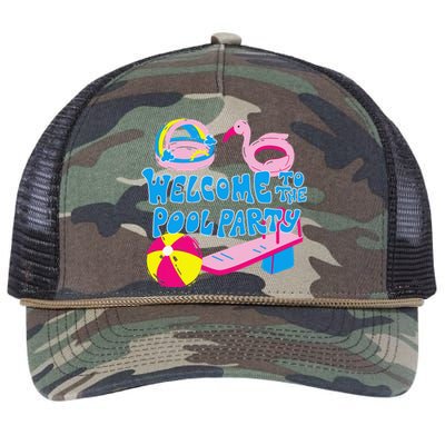 Welcome To The Pool Party Birthday Summer Family Swimming Retro Rope Trucker Hat Cap