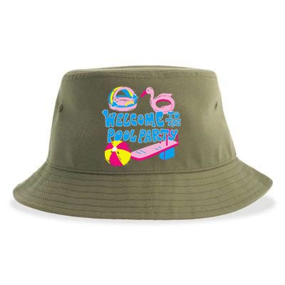 Welcome To The Pool Party Birthday Summer Family Swimming Sustainable Bucket Hat