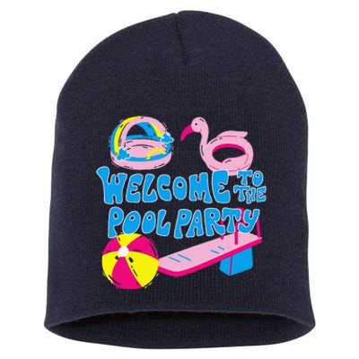 Welcome To The Pool Party Birthday Summer Family Swimming Short Acrylic Beanie