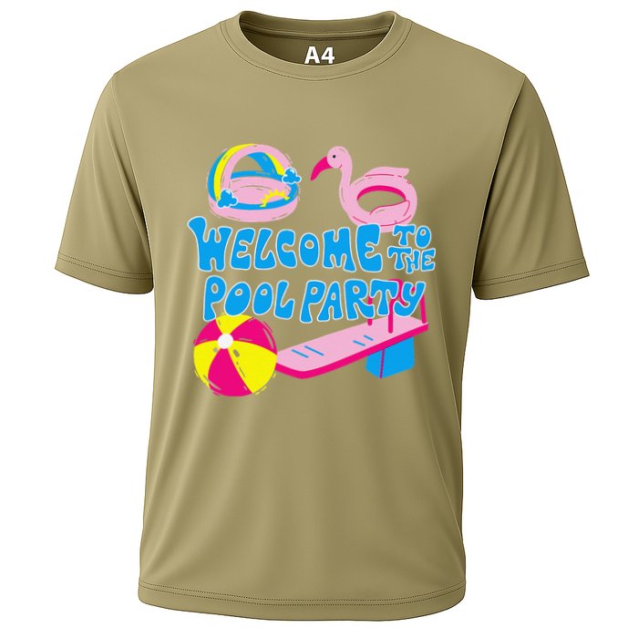Welcome To The Pool Party Birthday Summer Family Swimming Cooling Performance Crew T-Shirt