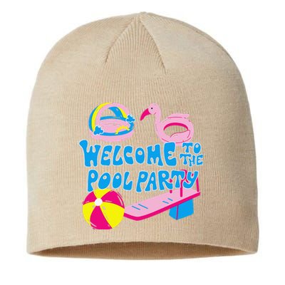 Welcome To The Pool Party Birthday Summer Family Swimming Sustainable Beanie