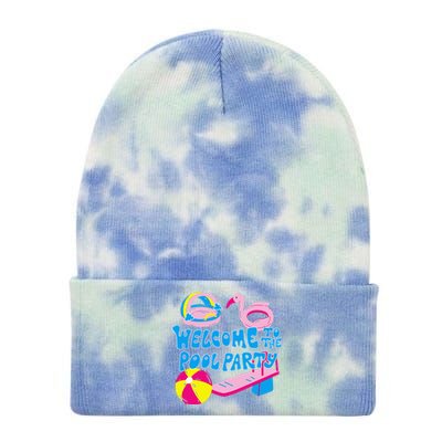 Welcome To The Pool Party Birthday Summer Family Swimming Tie Dye 12in Knit Beanie