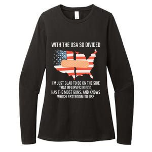 With The Usa So Divided America Flag Womens CVC Long Sleeve Shirt