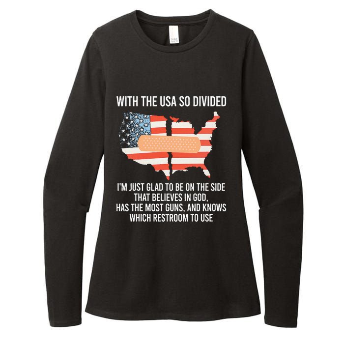 With The Usa So Divided America Flag Womens CVC Long Sleeve Shirt