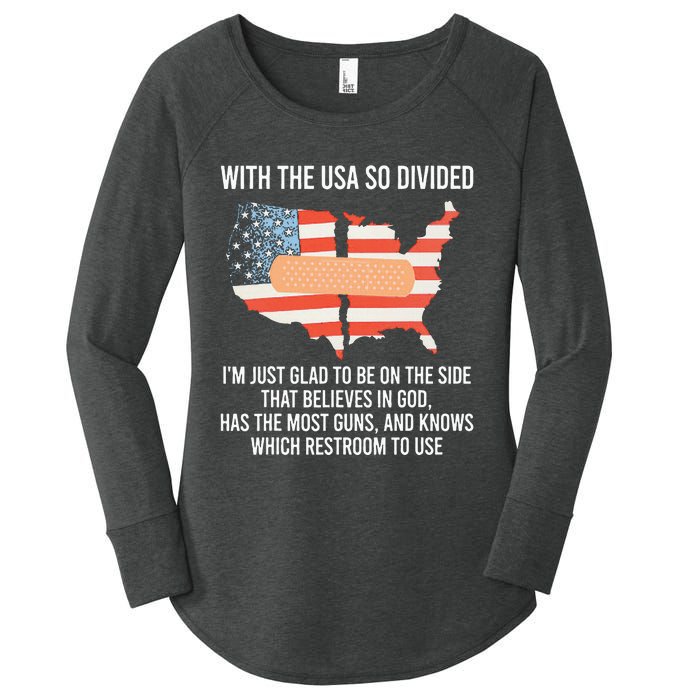 With The Usa So Divided America Flag Women's Perfect Tri Tunic Long Sleeve Shirt