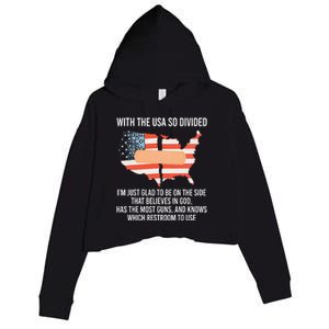 With The Usa So Divided America Flag Crop Fleece Hoodie