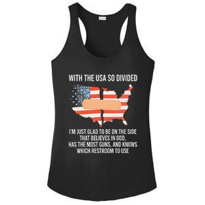 With The Usa So Divided America Flag Ladies PosiCharge Competitor Racerback Tank