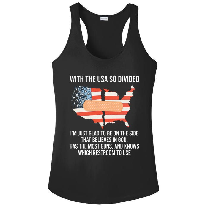 With The Usa So Divided America Flag Ladies PosiCharge Competitor Racerback Tank