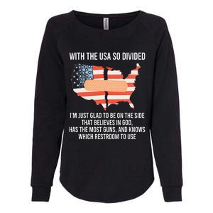 With The Usa So Divided America Flag Womens California Wash Sweatshirt