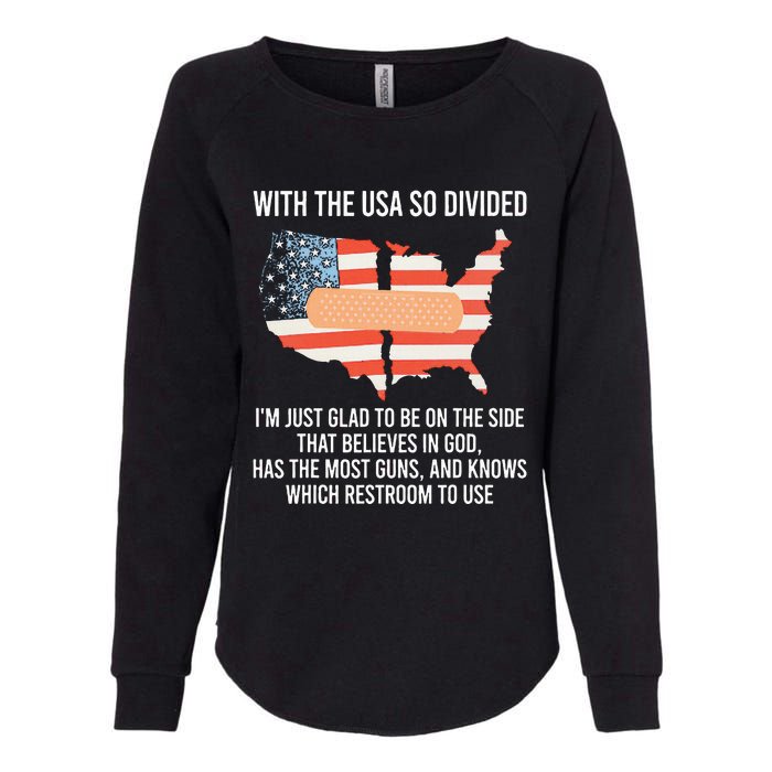 With The Usa So Divided America Flag Womens California Wash Sweatshirt