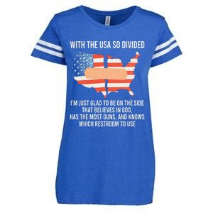 With The Usa So Divided America Flag Enza Ladies Jersey Football T-Shirt