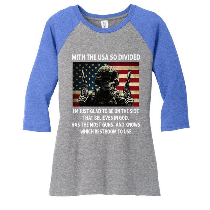 With The USA So Divided Im Just Glad To Be On The Side That Women's Tri-Blend 3/4-Sleeve Raglan Shirt