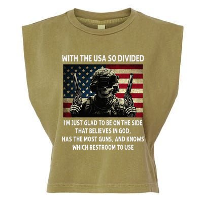 With The USA So Divided Im Just Glad To Be On The Side That Garment-Dyed Women's Muscle Tee