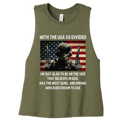 With The USA So Divided Im Just Glad To Be On The Side That Women's Racerback Cropped Tank