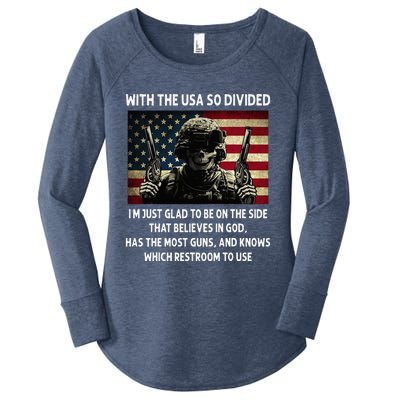 With The USA So Divided Im Just Glad To Be On The Side That Women's Perfect Tri Tunic Long Sleeve Shirt