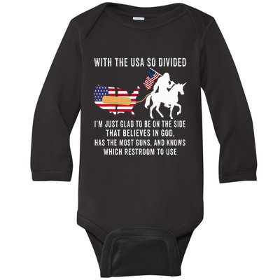 With The Usa So Divided IM Just Glad To Be On The Side Baby Long Sleeve Bodysuit