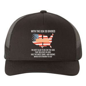 With The Usa So Divided America Flag Yupoong Adult 5-Panel Trucker Hat