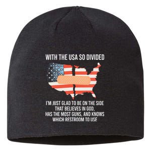 With The Usa So Divided America Flag Sustainable Beanie