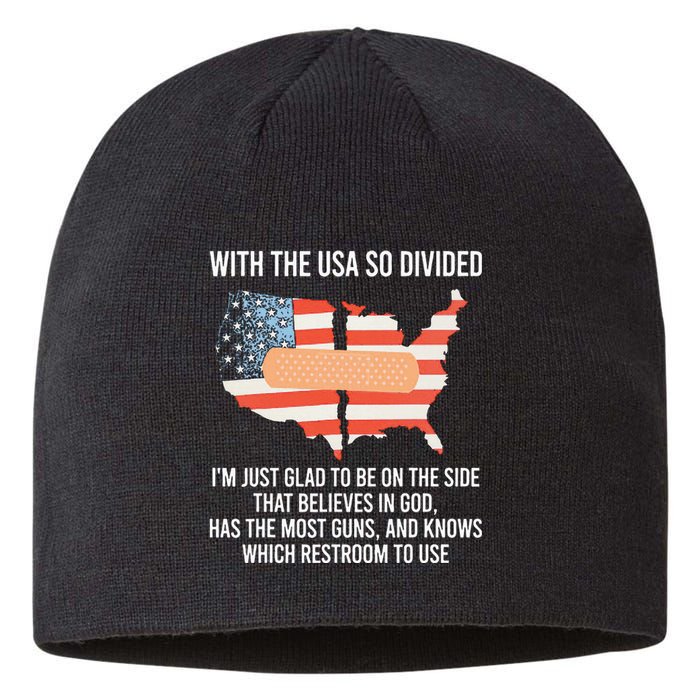 With The Usa So Divided America Flag Sustainable Beanie