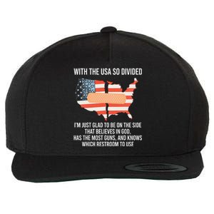 With The Usa So Divided America Flag Wool Snapback Cap