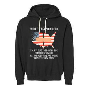 With The Usa So Divided America Flag Garment-Dyed Fleece Hoodie