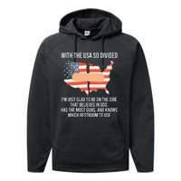 With The Usa So Divided America Flag Performance Fleece Hoodie