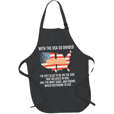 With The Usa So Divided America Flag Full-Length Apron With Pockets