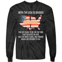 With The Usa So Divided America Flag Tie-Dye Long Sleeve Shirt