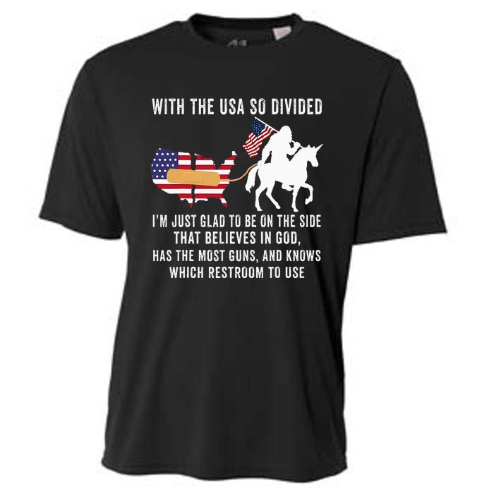 With The Usa So Divided IM Just Glad To Be On The Side Cooling Performance Crew T-Shirt