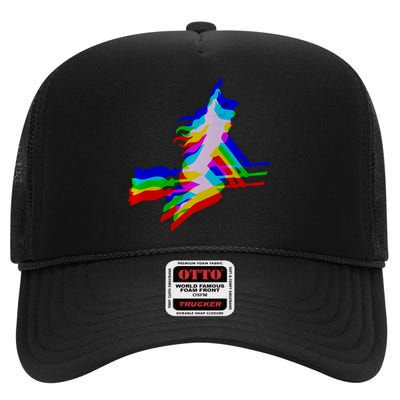 Witch Trippy Vaporwave Halloween Techno Rave Edm Music High Crown Mesh Back Trucker Hat