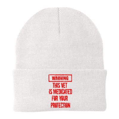 Warning This Vet Is Medicated American Veteran Knit Cap Winter Beanie