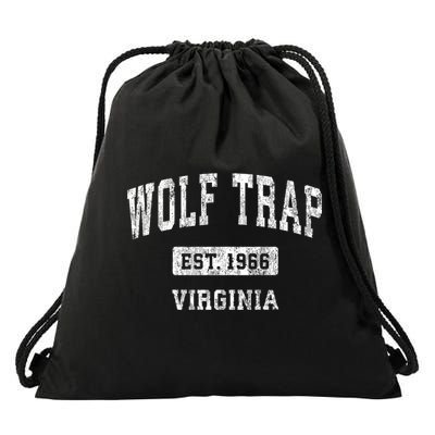 Wolf Trap Virginia Va Vintage Established Sports Design Red Design Drawstring Bag