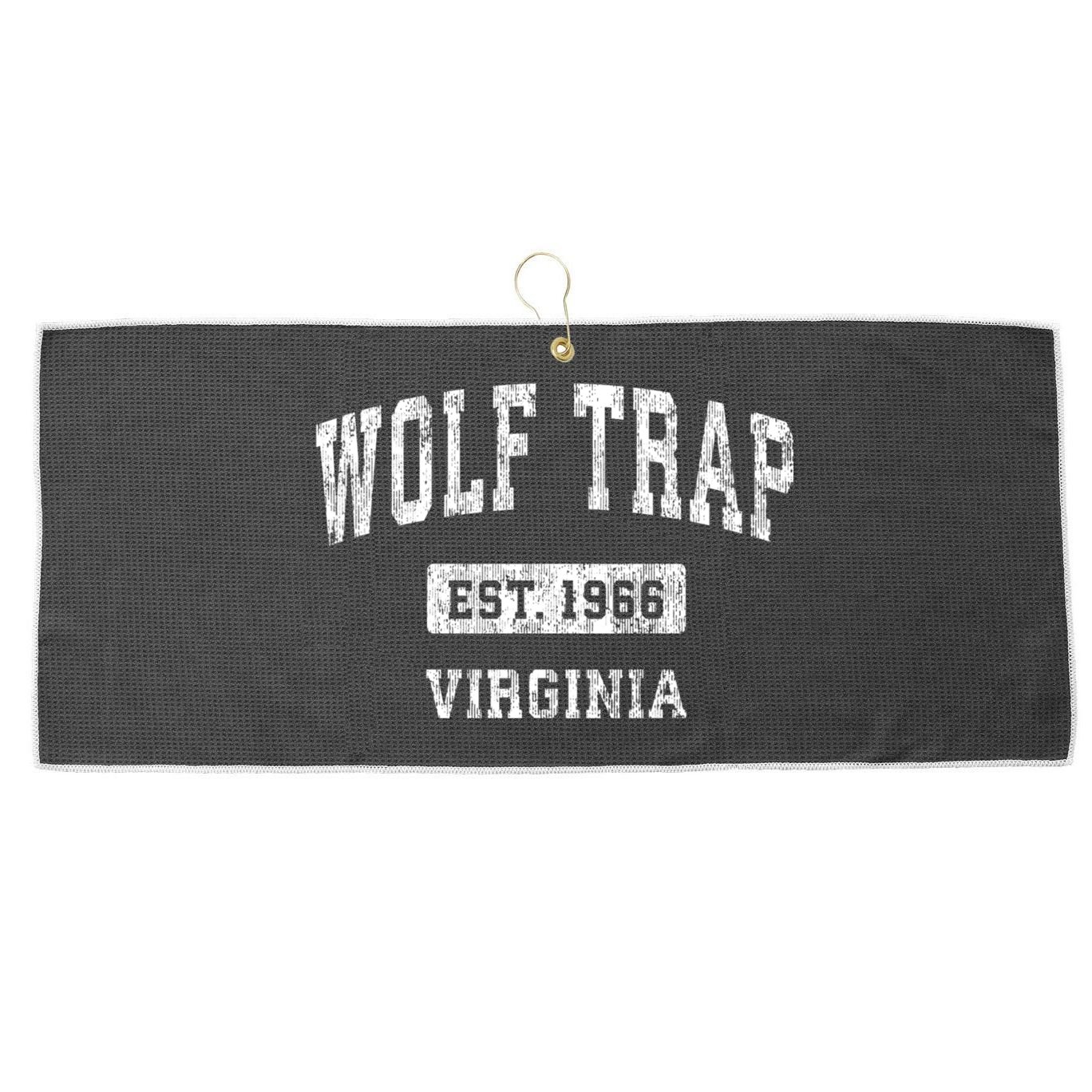 Wolf Trap Virginia Va Vintage Established Sports Design Red Design Large Microfiber Waffle Golf Towel