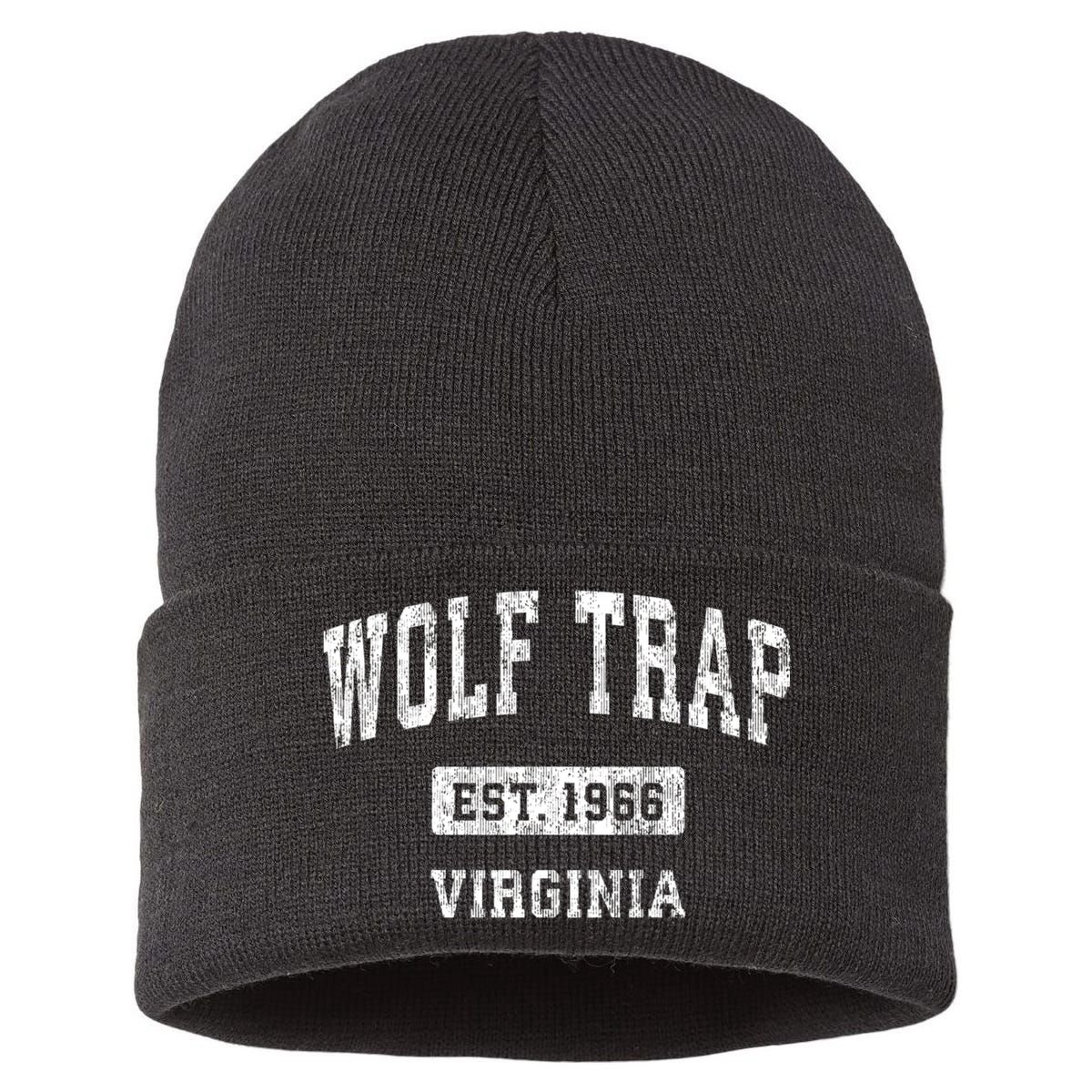 Wolf Trap Virginia Va Vintage Established Sports Design Red Design Sustainable Knit Beanie